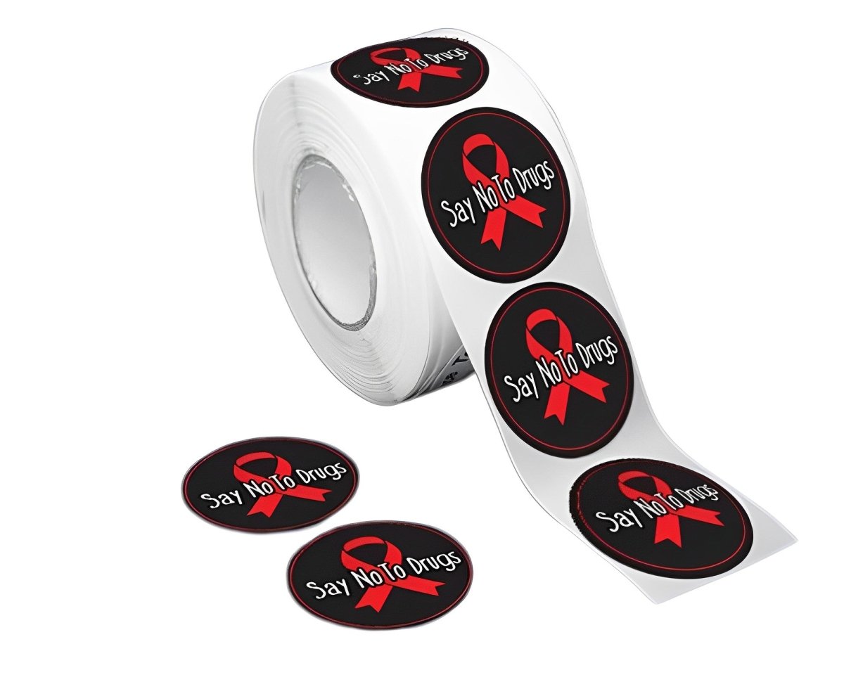 Red Ribbon Week Say No To Drugs Circle Ribbon Stickers (250 Stickers) - Fundraising For A Cause