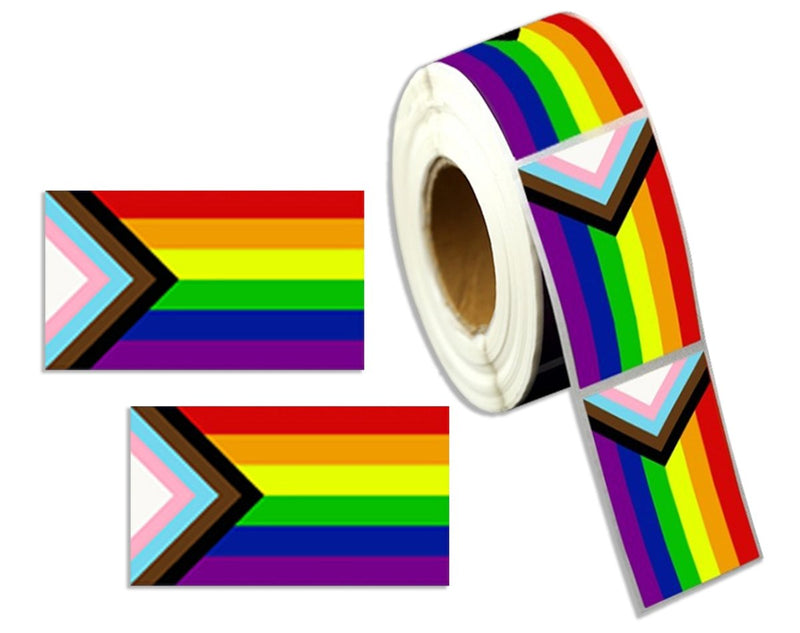 Roll Extra Large Rectangle Daniel Quasar "Progress Pride" Flag Stickers - Fundraising For A Cause
