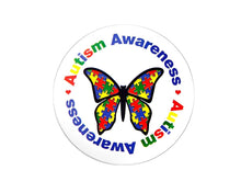 Load image into Gallery viewer, Round Autism Awareness Butterfly Button Pins - Fundraising For A Cause