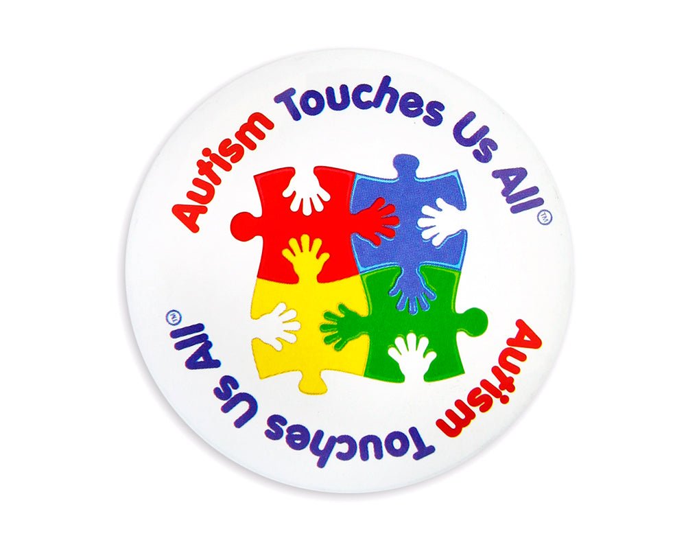 Round Autism Touches Us All Button Pins - Fundraising For A Cause