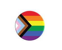 Load image into Gallery viewer, Round Daniel Quasar &quot;Progress Pride&quot; Rainbow Flag Pins - Fundraising For A Cause