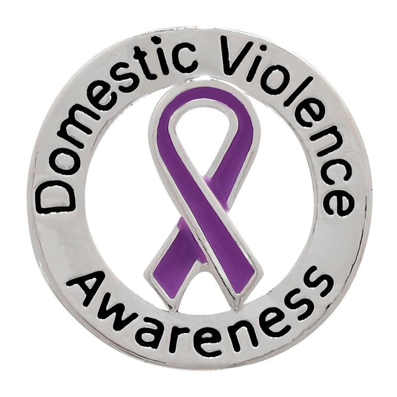 Round Domestic Violence Awareness Ribbon Pins - Fundraising For A Cause