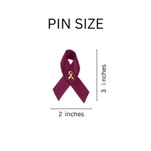 Load image into Gallery viewer, Satin Burgundy Ribbon Awareness Pins - Fundraising For A Cause