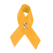 Load image into Gallery viewer, Satin Gold Ribbon Awareness Pins - Fundraising For A Cause