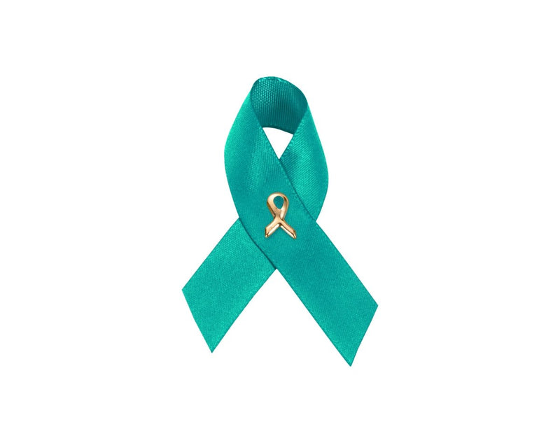 Satin Teal Ribbon Awareness Pins - Fundraising For A Cause