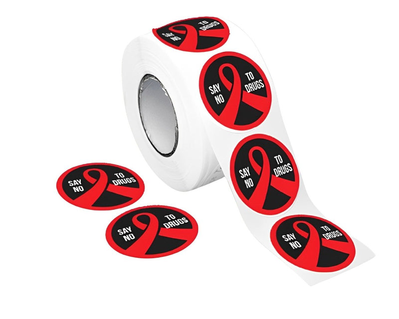 Say No To Drugs Red Ribbon week Circle Stickers (250 Stickers) - Fundraising For A Cause