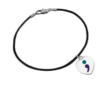 Load image into Gallery viewer, Semicolon Suicide Prevention Awareness Heart Leather Cord Bracelets - Fundraising For A Cause