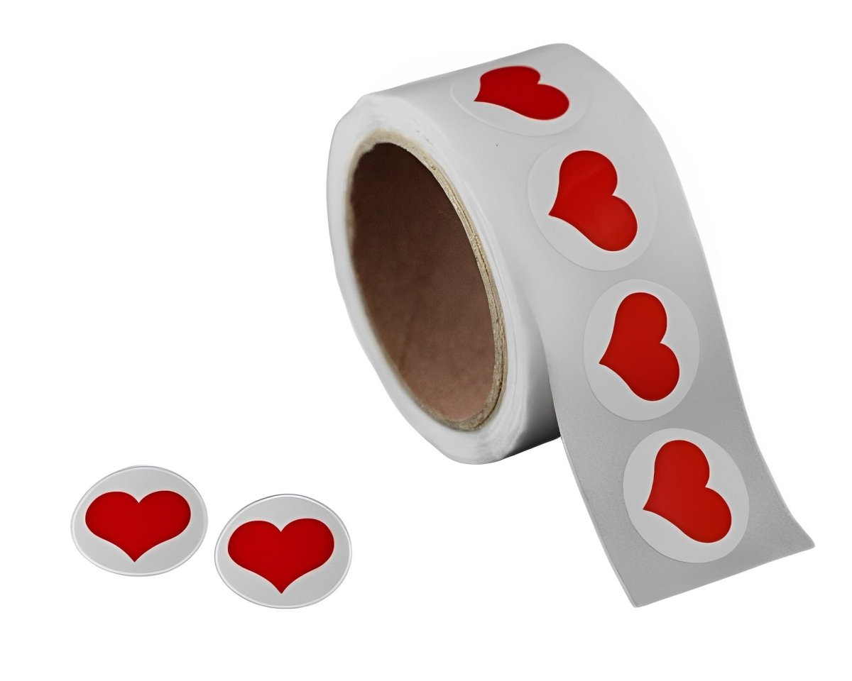 Small 3/4 Inch Round Red Heart Stickers (250 per Roll) - Fundraising For A Cause