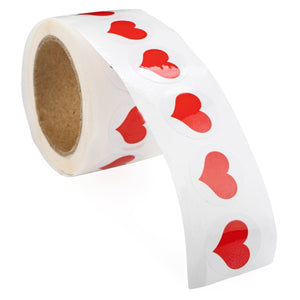 Small 3/4 Inch Round Red Heart Stickers (250 per Roll) - Fundraising For A Cause