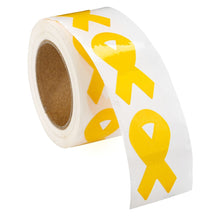 Load image into Gallery viewer, Small Gold Ribbon Stickers (250 per Roll) - Fundraising For A Cause
