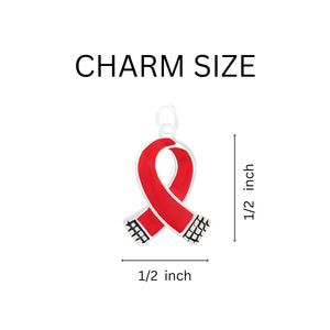 Small Red Ribbon Chunky Charm Bracelets - Fundraising For A Cause