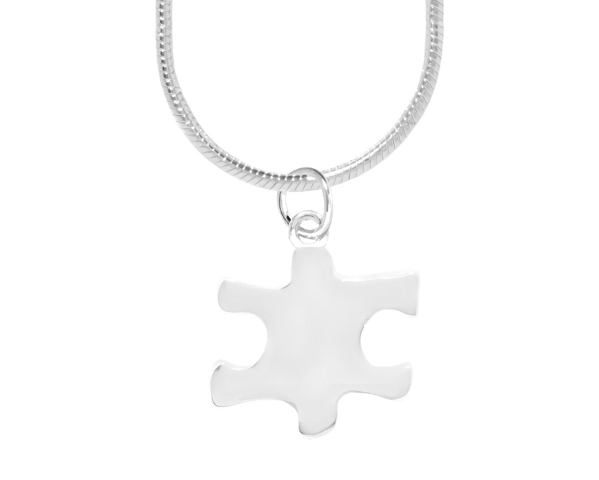 Small Silver Puzzle Piece Necklaces - Fundraising For A Cause