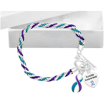 Load image into Gallery viewer, Suicide Awareness Teal &amp; Purple Ribbon Bracelets - Fundraising For A Cause