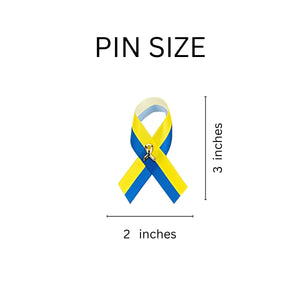 Support Ukraine Flag Satin Blue & Yellow Ribbon Pins - Fundraising For A Cause