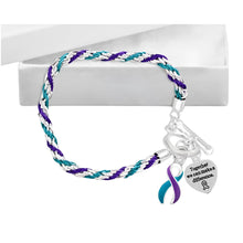 Load image into Gallery viewer, Teal &amp; Purple Ribbon Awareness Bracelets - Fundraising For A Cause