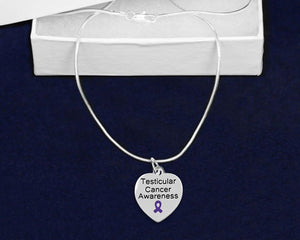 Testicular Cancer Awareness Heart Ribbon Necklaces - Fundraising For A Cause