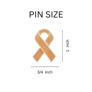 Uterine Cancer Peach Ribbon Awareness Pins - Fundraising For A Cause