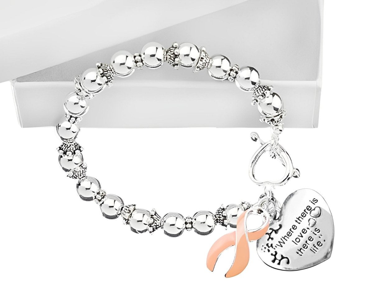 Where There is Love Peach Ribbon Bracelets - Fundraising For A Cause