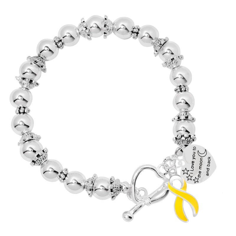 Yellow Ribbon Love You The Moon Awareness Beaded Bracelets - Fundraising For A Cause