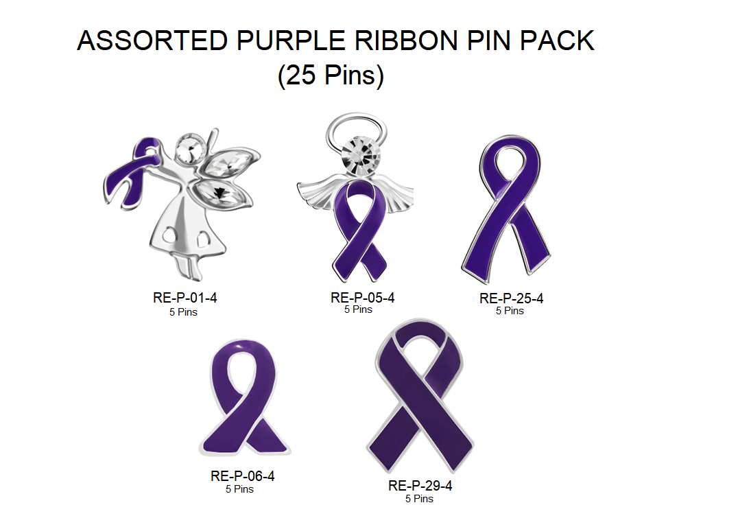 Purple Awareness Ribbon Variety Packs, Pins, Bracelets for Fundraising ...