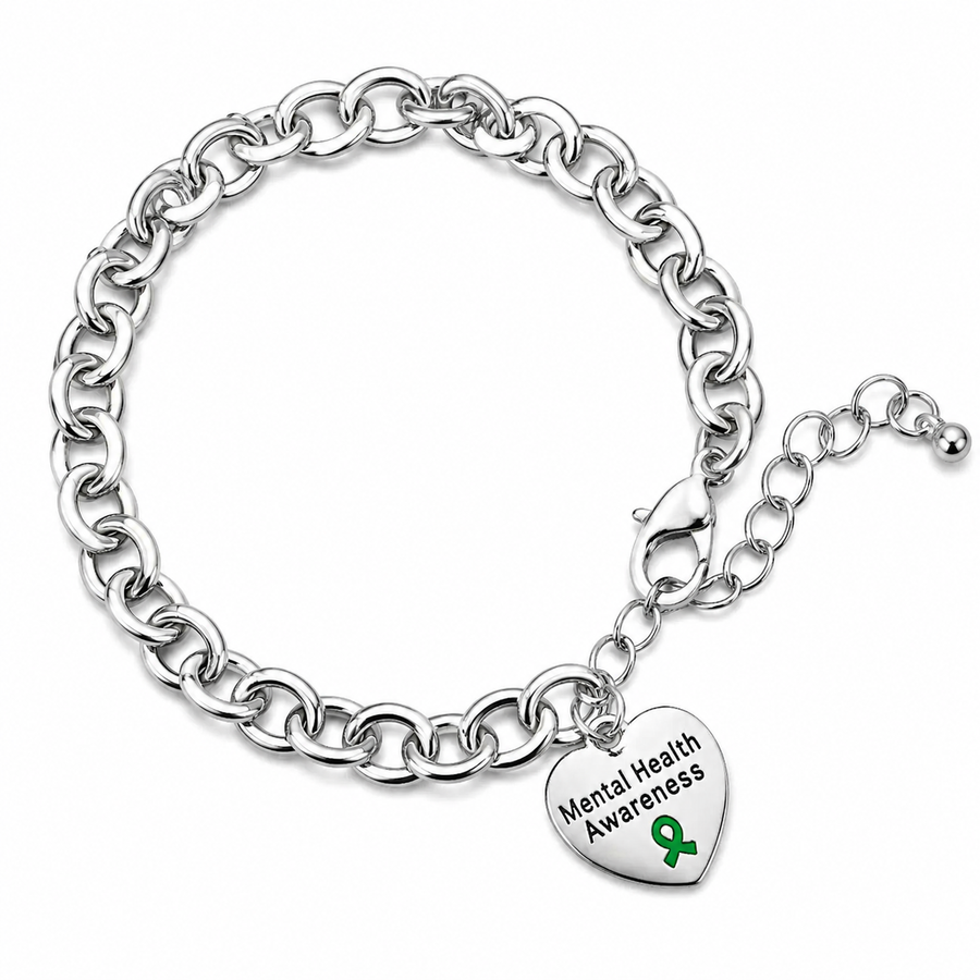 Mental Health Awareness Heart Charm Chunky Bracelets