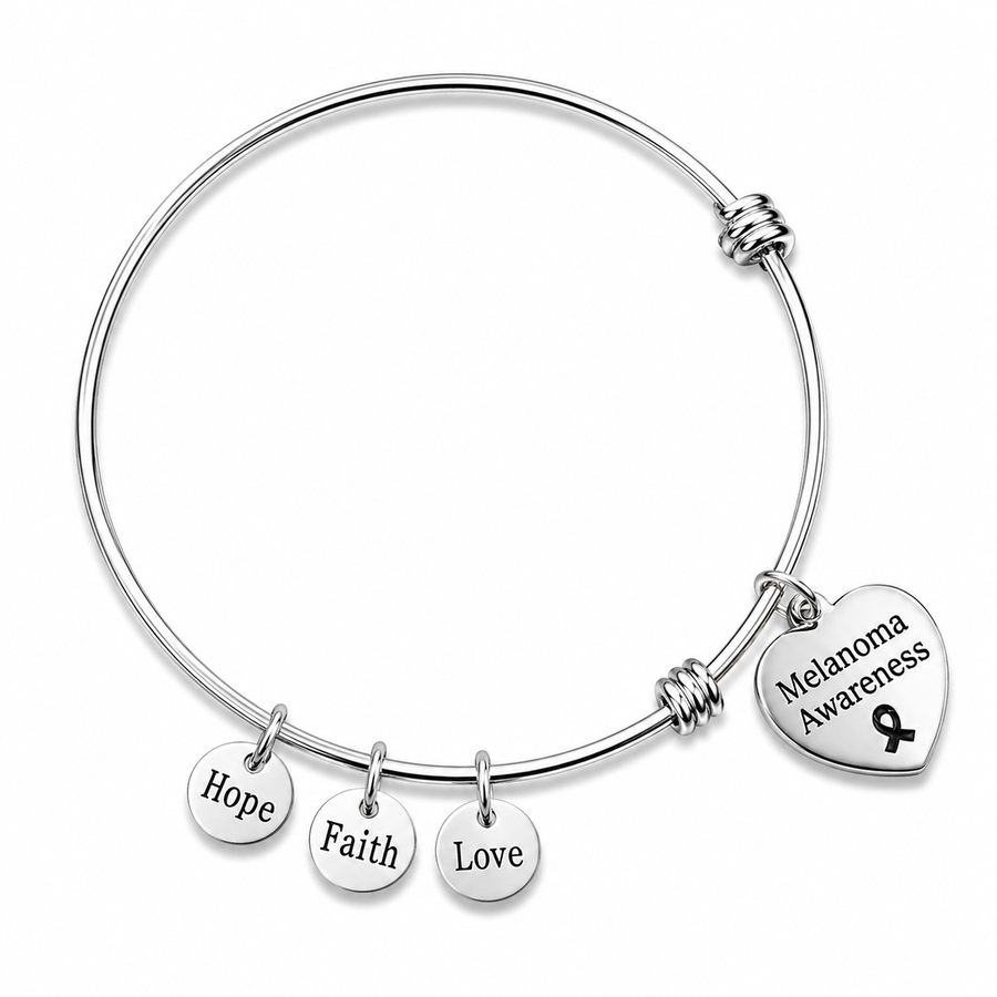 Melanoma Heart Retractable Charm Bracelets