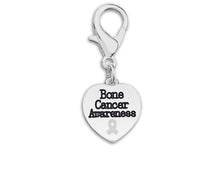 Load image into Gallery viewer, 10 Bone Cancer Awareness Heart Hanging Charms - Fundraising For A Cause