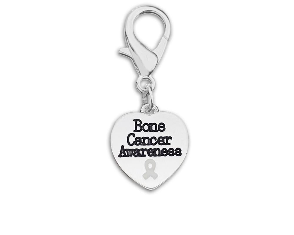 10 Bone Cancer Awareness Heart Hanging Charms - Fundraising For A Cause