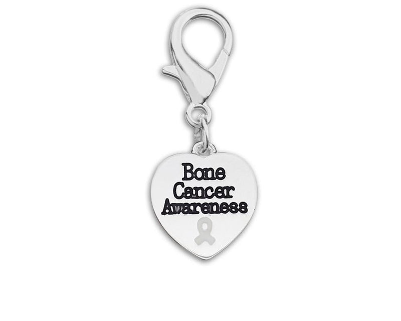 10 Bone Cancer Awareness Heart Hanging Charms - Fundraising For A Cause