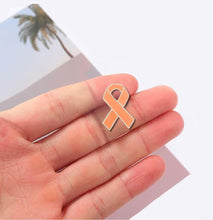 Load image into Gallery viewer, 10 Pack Peach Awareness Ribbon Pins (10 Pins) - Fundraising For A Cause