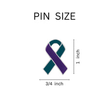 Load image into Gallery viewer, 10 Pack Teal &amp; Purple Awareness Ribbon Pins (10 Pins) - Fundraising For A Cause