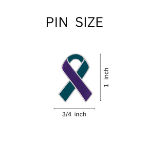 10 Pack Teal & Purple Awareness Ribbon Pins (10 Pins) - Fundraising For A Cause