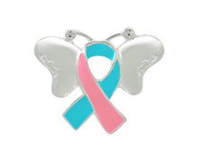 Load image into Gallery viewer, 10 Pink &amp; Teal Ribbon Awareness Butterfly Pins - Fundraising For A Cause