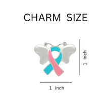 Load image into Gallery viewer, 10 Pink &amp; Teal Ribbon Awareness Butterfly Pins - Fundraising For A Cause