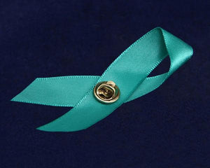 Satin Teal Ribbon Awareness Pins - Fundraising For A Cause