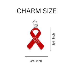 12 AIDS Red Ribbon Retractable Charm Bracelets - Fundraising For A Cause