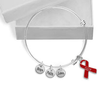 Load image into Gallery viewer, 12 AIDS Red Ribbon Retractable Charm Bracelets - Fundraising For A Cause