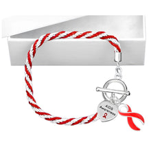 Load image into Gallery viewer, 12 AIDS Red Ribbon Rope Bracelets - Fundraising For A Cause