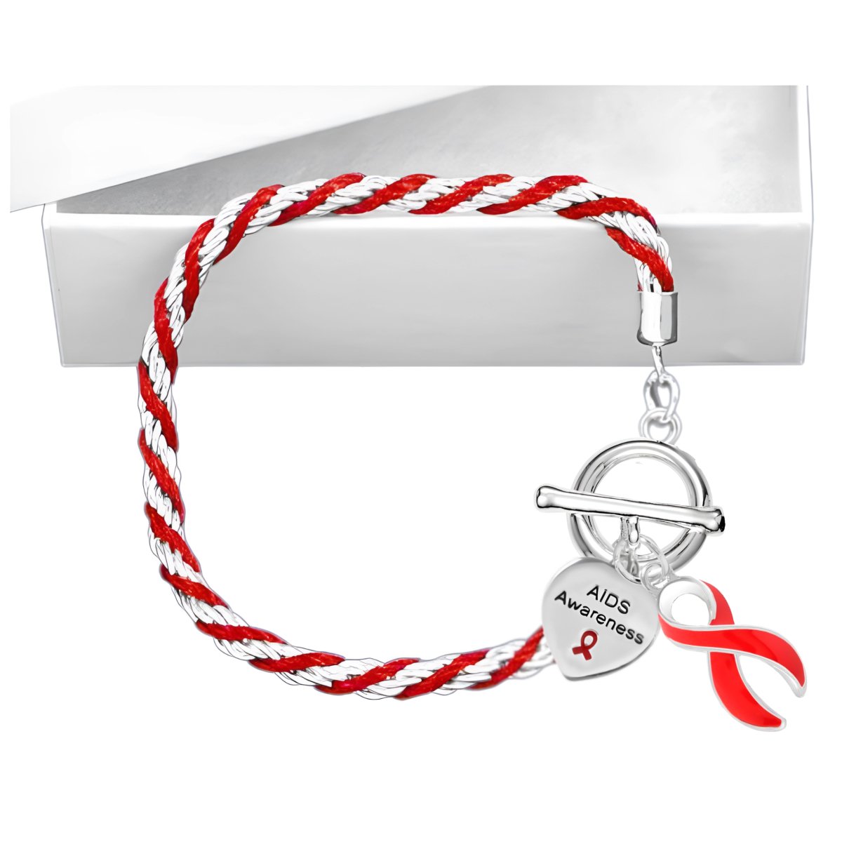 12 AIDS Red Ribbon Rope Bracelets - Fundraising For A Cause