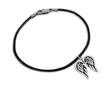 Load image into Gallery viewer, 12 Angel Wings Religious Black Cord Bracelets - Fundraising For A Cause