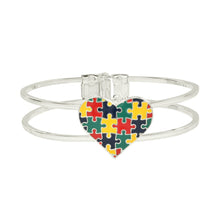 Load image into Gallery viewer, 12 Autism Awareness Bangle Puzzle Heart Bracelets - Fundraising For A Cause