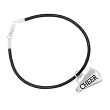 Load image into Gallery viewer, 12 Black Cord Cheerleading Megaphone Bracelets - Fundraising For A Cause