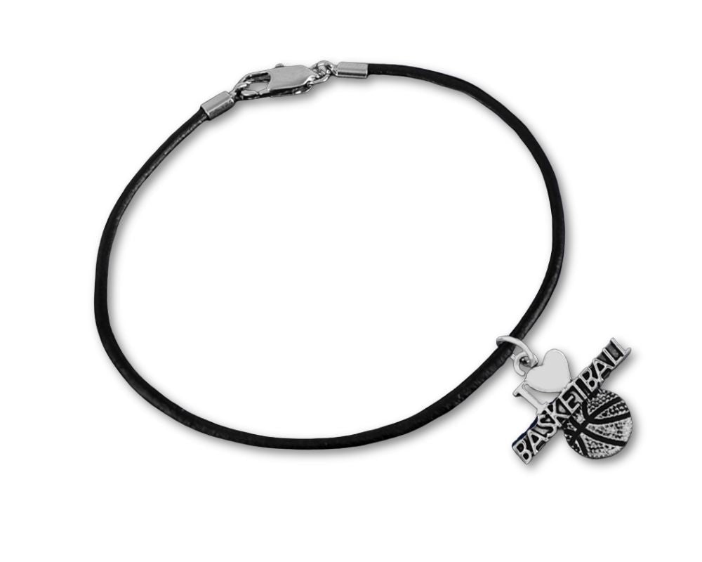 12 Black Cord I Love Basketball Bracelets - Fundraising For A Cause