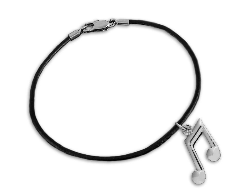 12 Black Cord Music Note Bracelets - Fundraising For A Cause