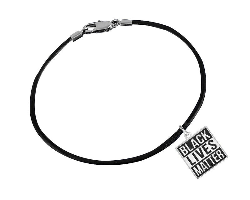 12 Black Lives Matter Charm Black Cord Bracelets - Fundraising For A Cause