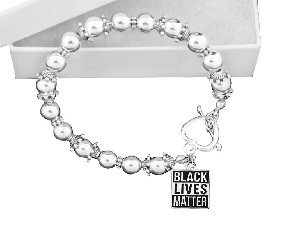 12 Black Lives Matter Charm Silver Beaded Bracelets - Fundraising For A Cause