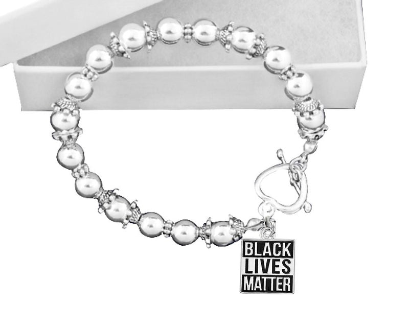 12 Black Lives Matter Charm Silver Beaded Bracelets - Fundraising For A Cause