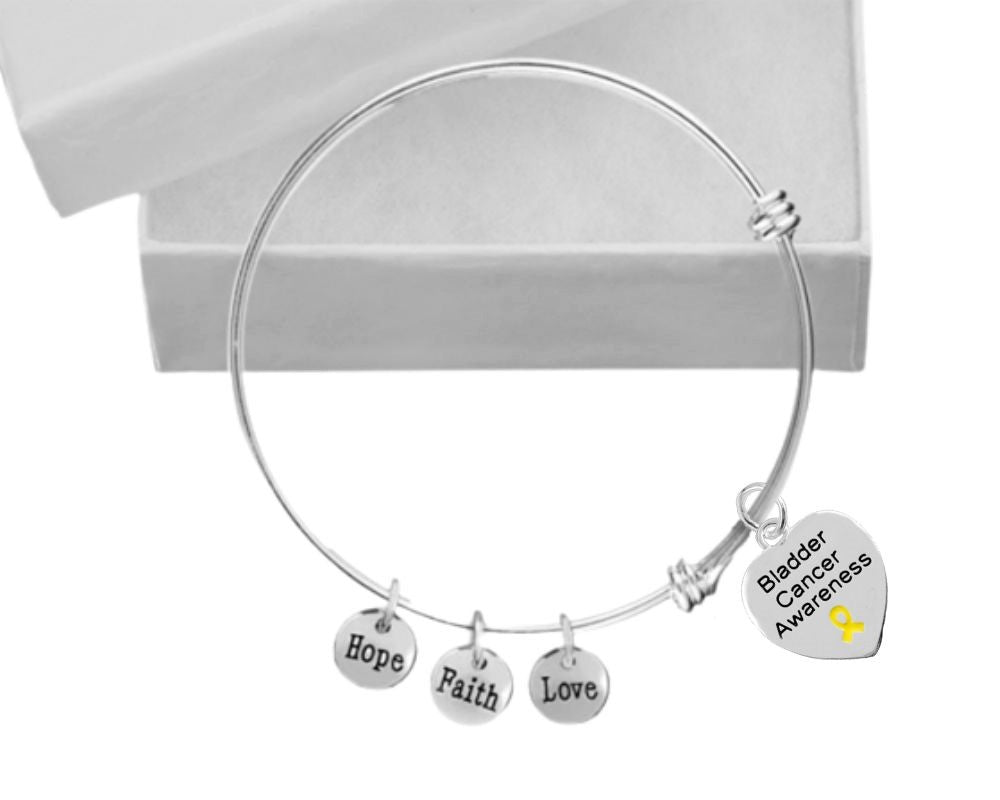 12 Bladder Cancer Awareness Heart Retractable Charm Bracelets - Fundraising For A Cause