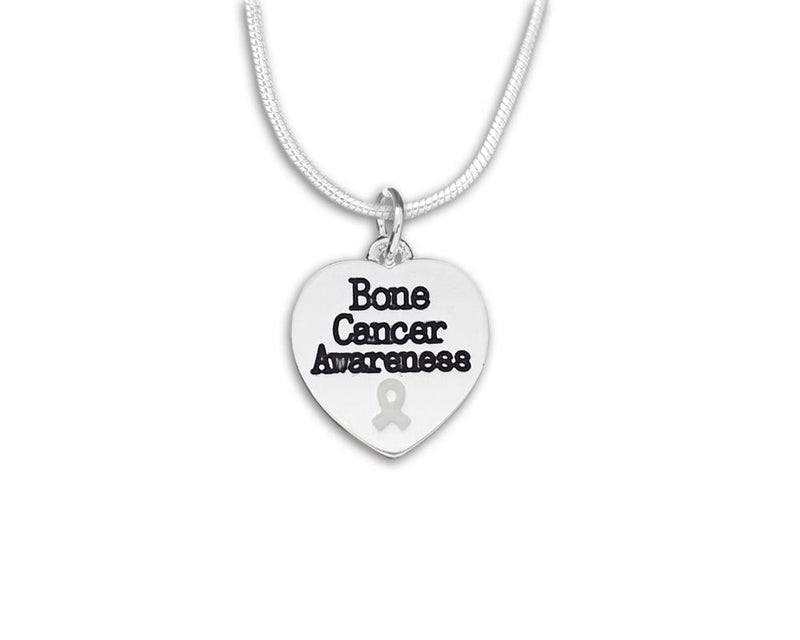 12 Bone Cancer Awareness Heart Necklaces - Fundraising For A Cause