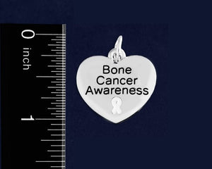 12 Bone Cancer Heart Awareness Inspirational Charm Retractable Bracelets - Fundraising For A Cause